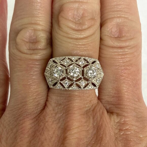 Sterling Silver 925 MEDA Multi Stone Round CZ Vintage Style Band Ring Sz 6.75 - Picture 11 of 16